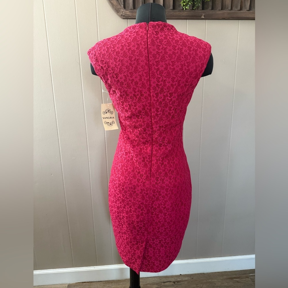Sangria • Lace Cap Sleeve Dress - Picture 3 of 12